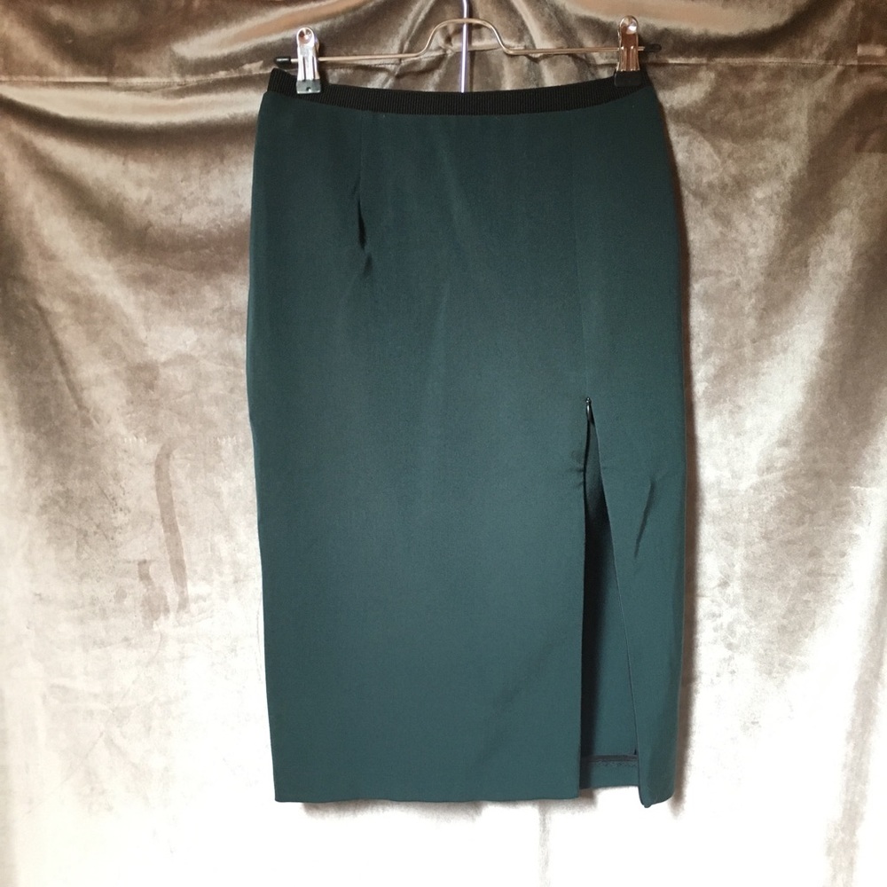 NWT Zara Pine Green High Zipper Slit Midi Skirt